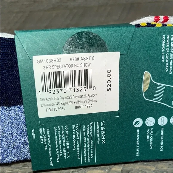 Gold Toe Men's Tournament Coolmax No Show Tab Socks (3 Pair Pack) Size 6-12.5 - Picture 3 of 9